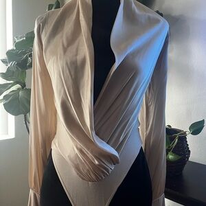 Bebe Cream Draped Bodysuit